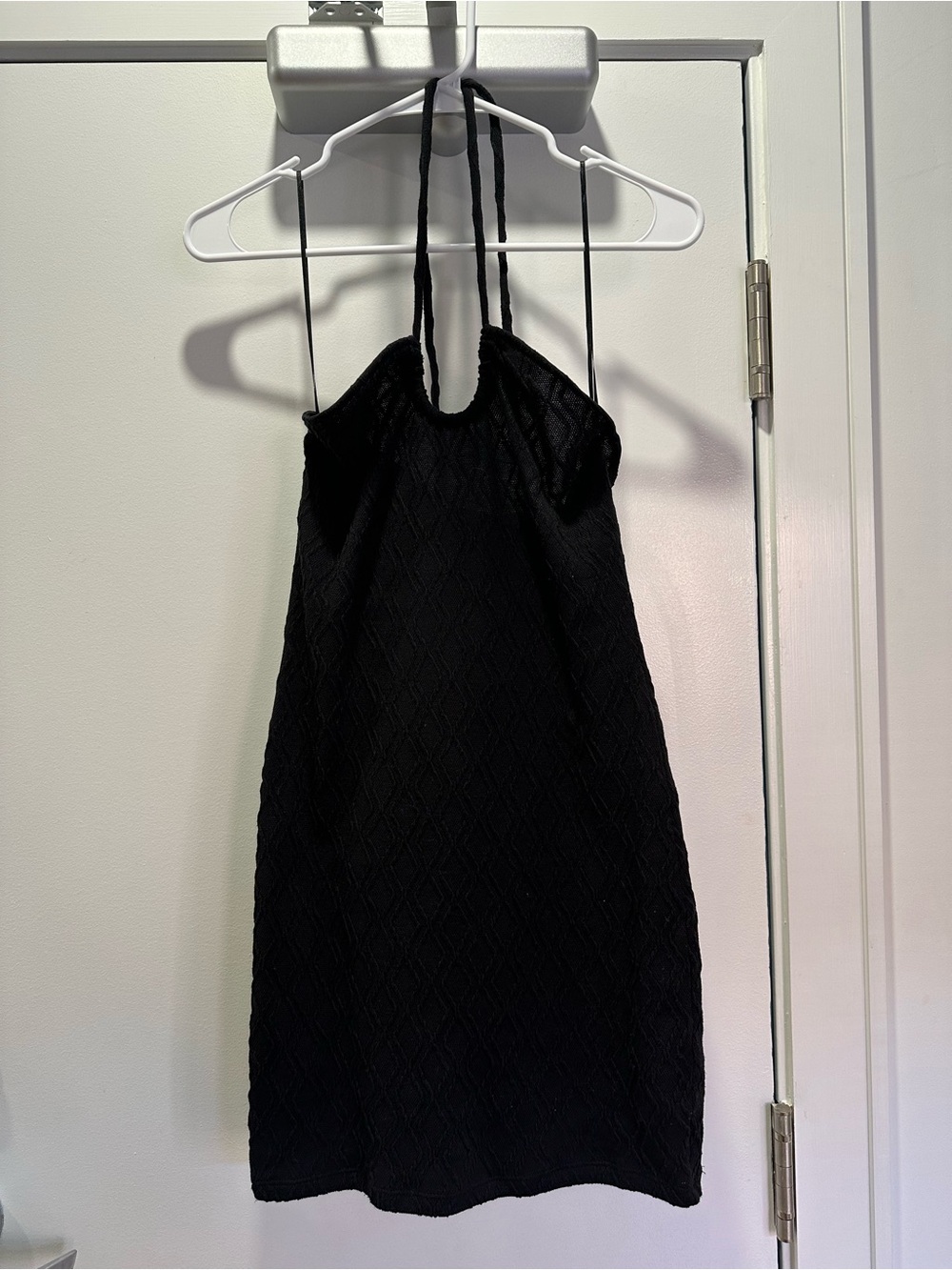 H&M Black Halter Mini Dress with Knit Texture